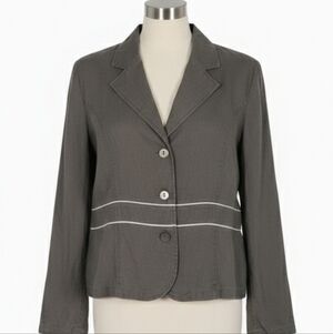 Chanon 100% Linen Grey Blazer Jacket - Size T4 (L)